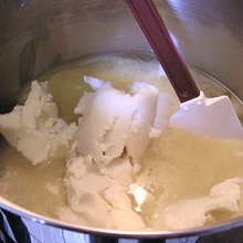 Fats and Oils Being Heated and Melted to Make Soap